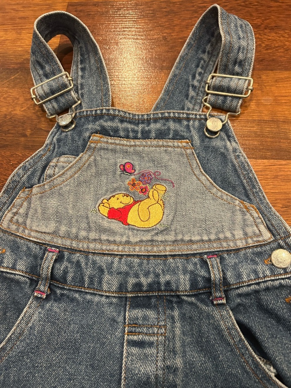Vintage 90s Winnie The Pooh Embroidered Denim Overalls 4T Rare Tigger - Picture 4 of 8